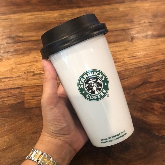 Starbucks Old Logo Ceramic Double Wall Travel Mug - Picture 1 of 5